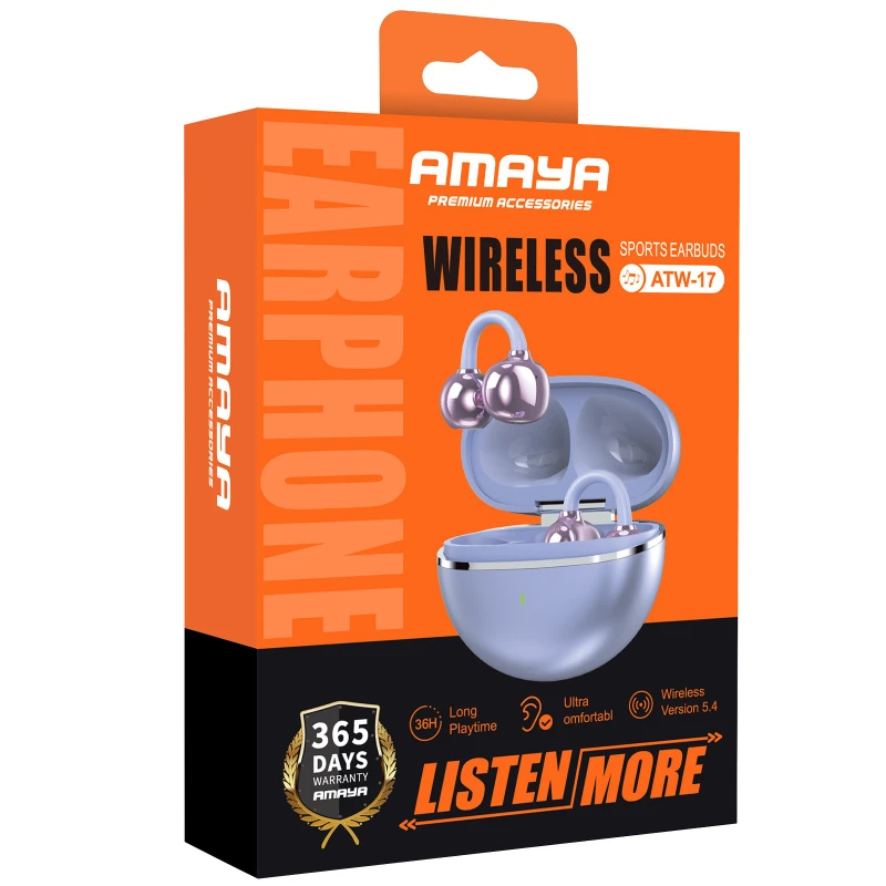 Бездротові TWS навушники Amaya ATW-17 – Purple. Фото 2 з 2