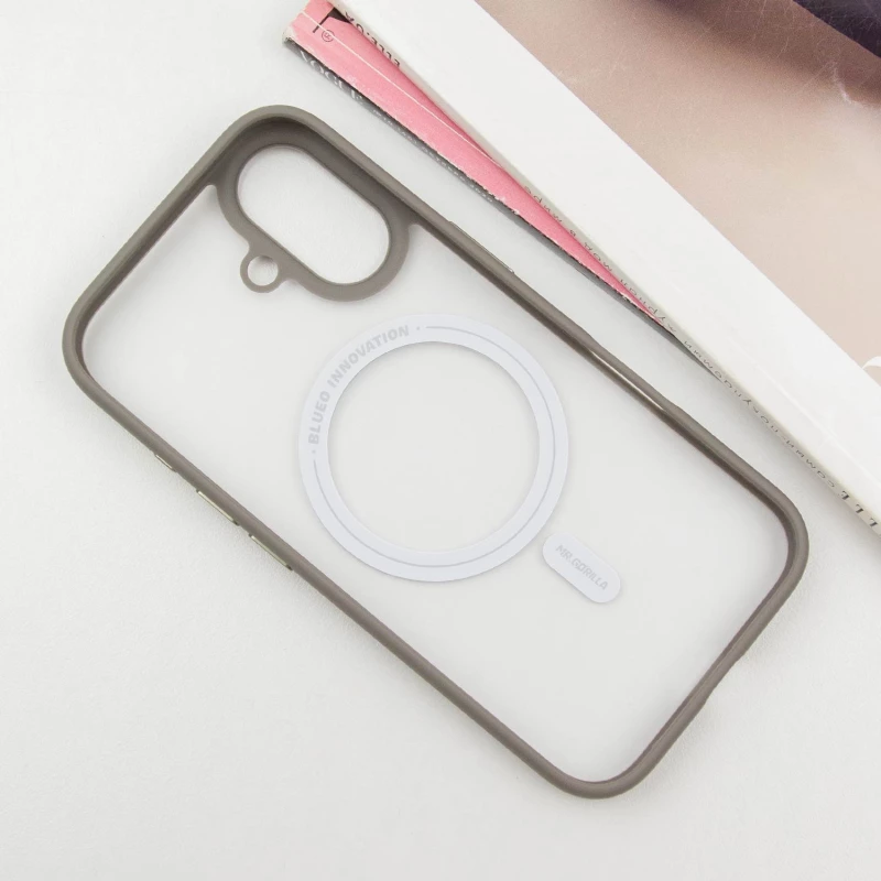 TPU+PC чохол Blueo Skin Friendly Frosted with MagSafe для Apple iPhone 16 – Сірий. Фото 3 з 6
