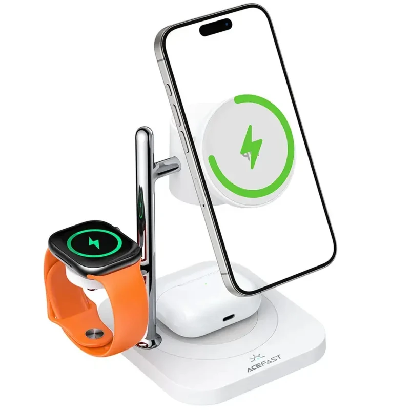 БЗП Acefast E39 desktop 4in1 Qi2 32.5W – White. Фото 6 з 6
