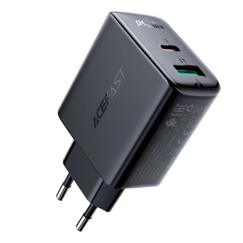 

СЗУ Acefast A5 PD32W GaN (USB-C+USB-A) (Black)