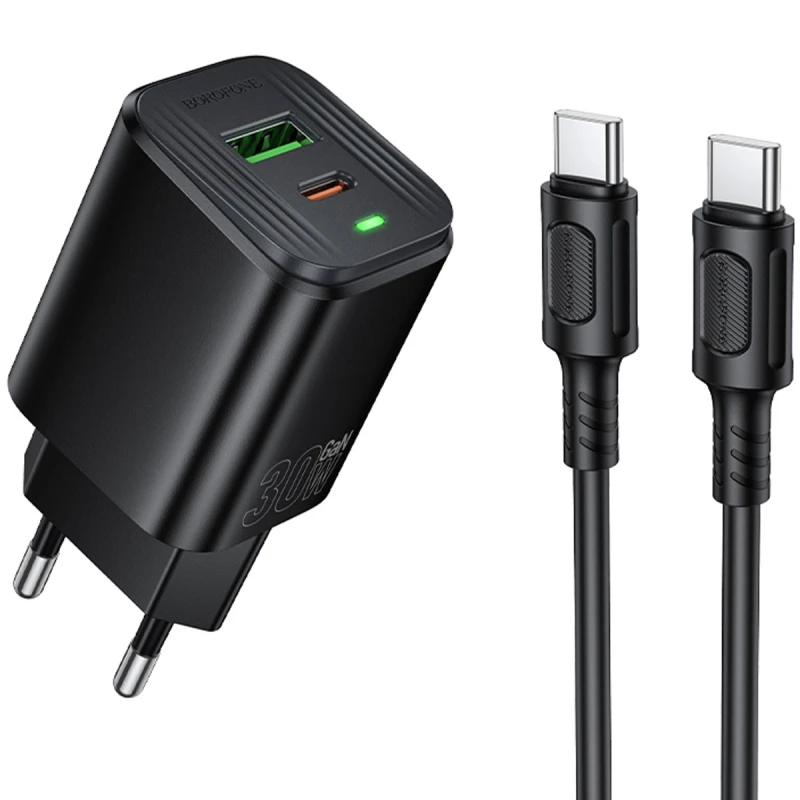 МЗП Borofone BAS85A Star PD30W+QC3.0 (1USB-A/1C) + кабель Type-C to Type-C фото 1 з 1