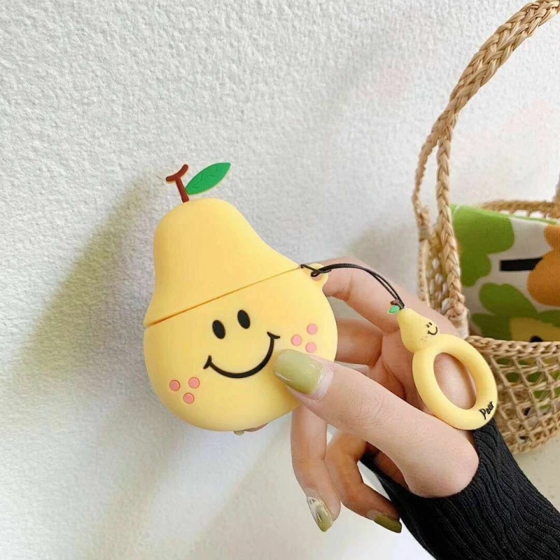 Силиконовый футляр Smile Fruits series для наушников AirPods 1/2 + кольцо – Pear. Фото 2 из 4
