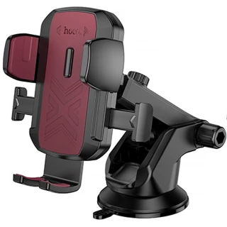 Автотримач Hoco H65 Gamble one-button (center console) — Black / Red
