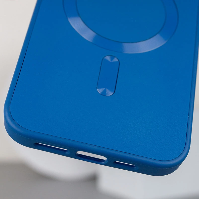 Шкіряний чохол Bonbon з металевими кнопками та MagSafe на Apple iPhone 13 Pro Max (6.7") – Синій / Indigo. Фото 6 з 7