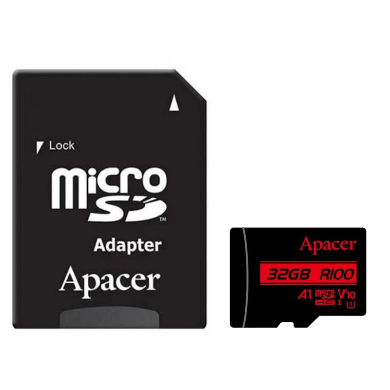 

Карта памяти Apacer microSDHC (UHS-1) 32Gb class 10 V10 A1 R100MB/s + SD adapter (Black)