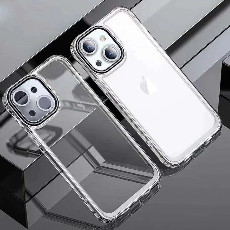 TPU+PC чехол з кольоровою окантовкою камери на Apple iPhone 14 (6.1") – Прозорий / Чорний. Фото 2 з 2