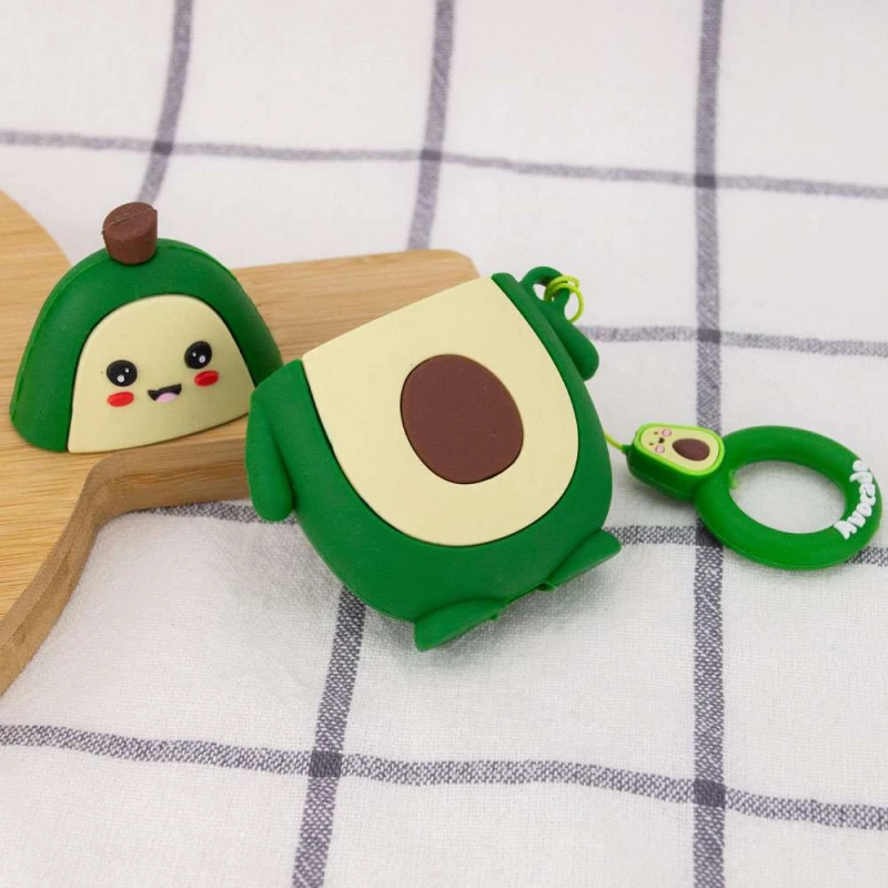 Силіконовий футляр Yummy Fruits для навушників AirPods – Avocado Big / Зелений. Фото 3 з 4