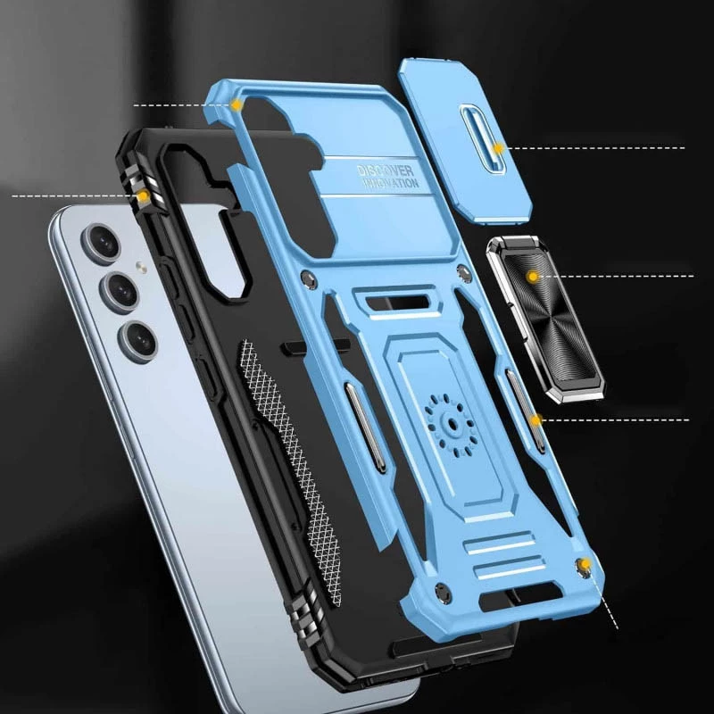 Ударостійкий чохол Square Ring зi шторкою на камеру на Samsung Galaxy A56 5G – Блакитний / Light Blue. Фото 12 з 17