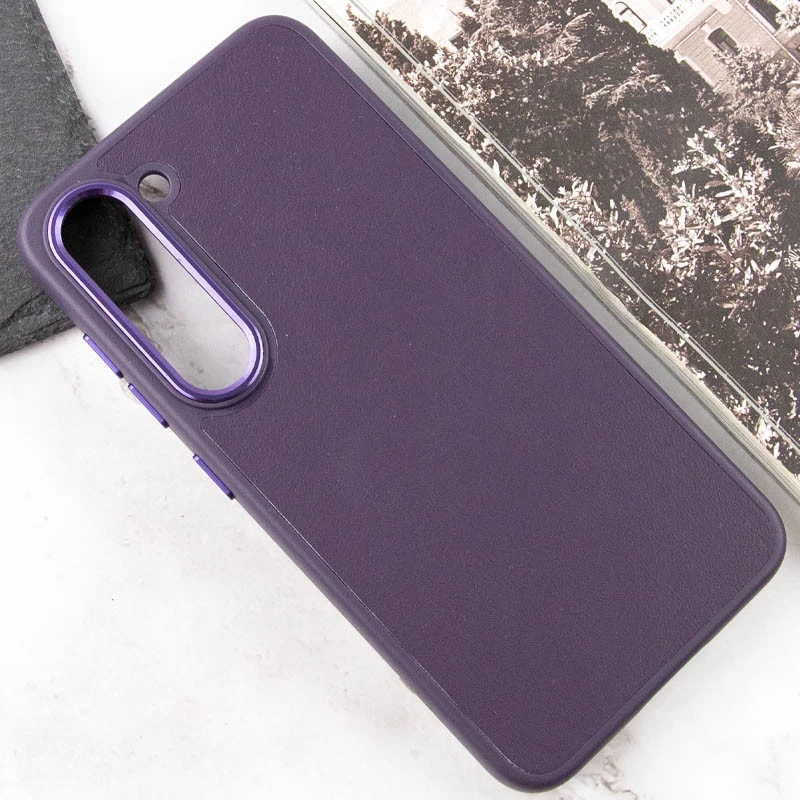 Шкіряний чохол Bonbon з металевими кнопками на Samsung Galaxy S22+ – Фіолетовий / Dark Purple. Фото 5 з 6
