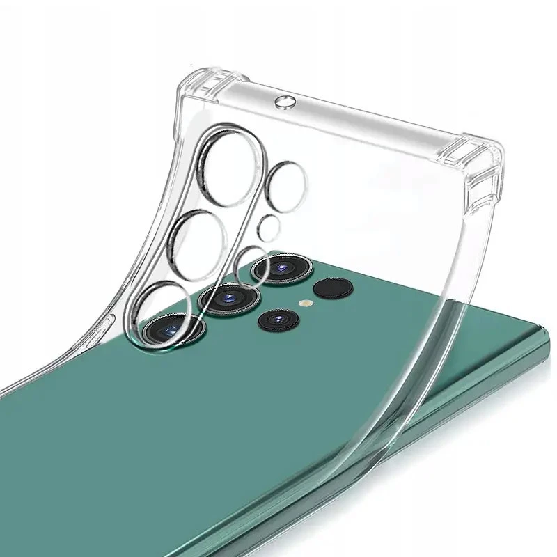 Ультратонкий силиконовый чехол GETMAN с крытыми бортами та камерою на Samsung Galaxy S23 Ultra – Бесцветный (прозрачный). Фото 3 из 5