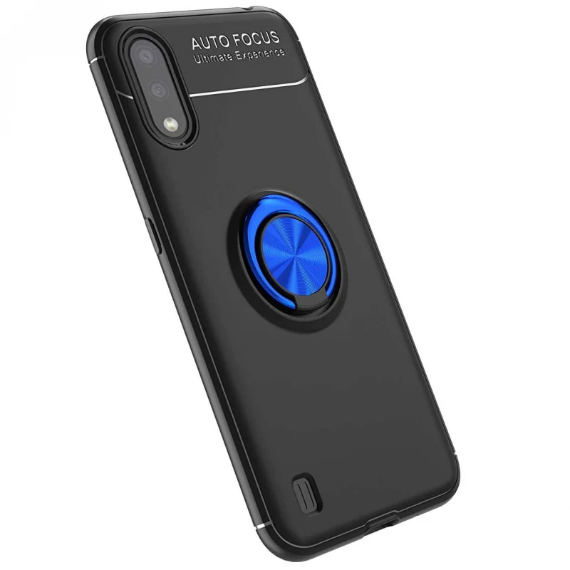 

Чохол Deen ColorRing з кільцем на Samsung Galaxy A01 (Чорний / Синій)