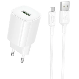 МЗП Borofone BA102A Pudding QC3.0 (1USB-A) + кабель USB to MicroUSB фото 1 з 1