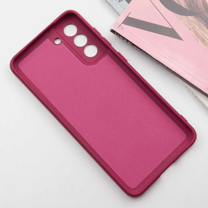 Цветной силиконовый чехол GETMAN с закрытой камерой на Samsung Galaxy S21 – Бордовый / Marsala. Фото 3 из 5