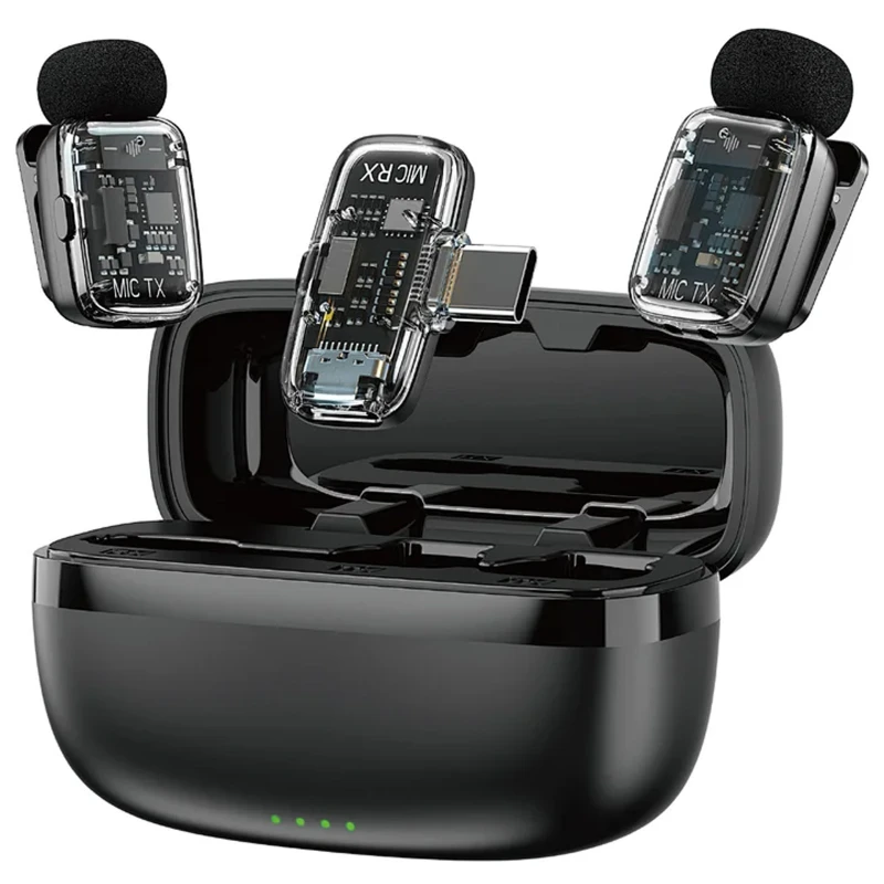 Петличний бездротовий мікрофон WIWU WM008 Dual-mic ANC Type-C – Black. Фото 6 з 6