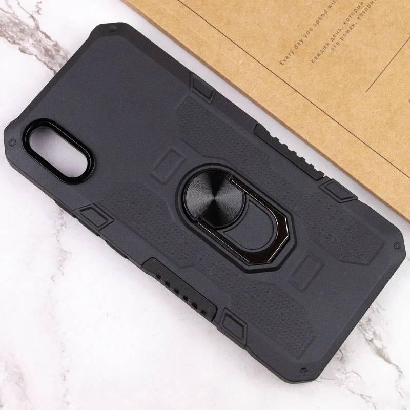 Протиударний чохол Military з підставкою-кільцем на Xiaomi Redmi 9A – Чорний. Фото 8 з 8