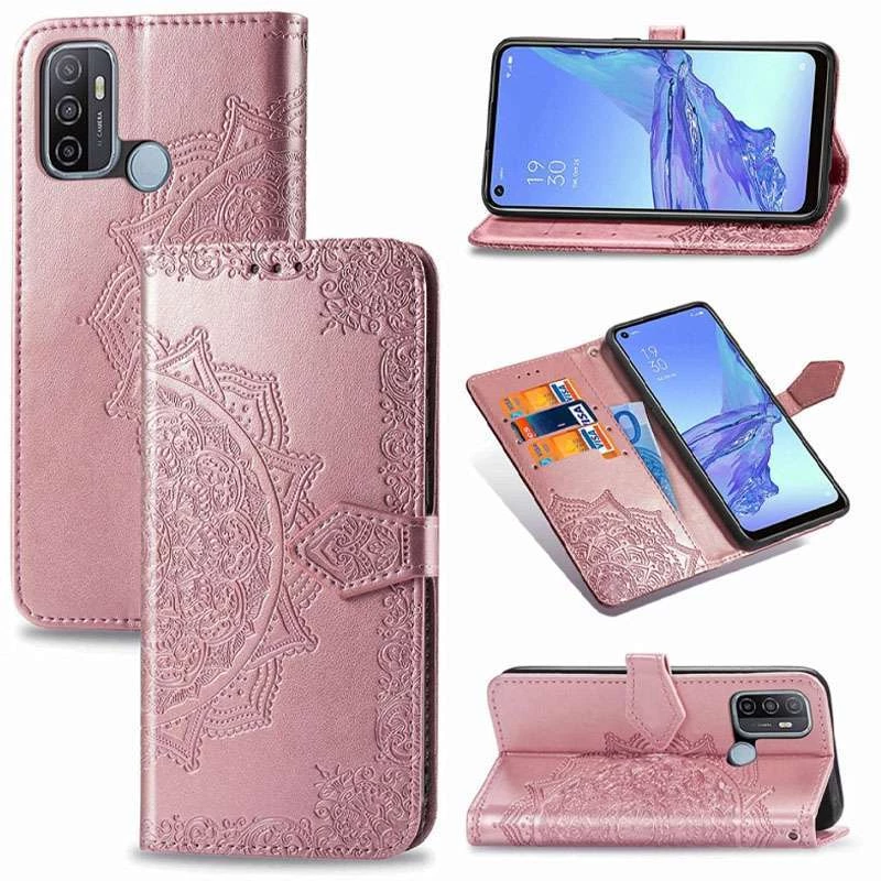 Шкіряний чохол-книжка Art Case з візитницею для Oppo A53 / A32 / A33 – Рожевий. Фото 5 з 6