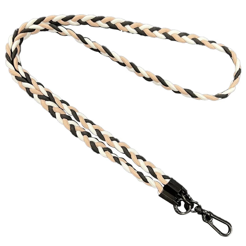 Плетенный шнурок (5мм) 120см – Black / Pink / White. Фото 2 из 5