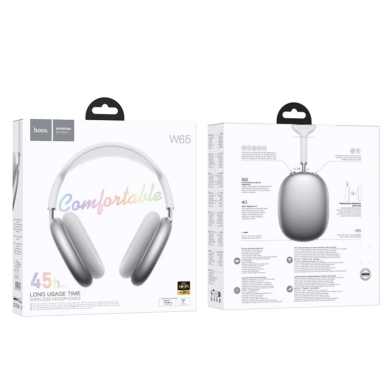 Накладні бездротові навушники Hoco W65 Happy – silver. Фото 4 з 4