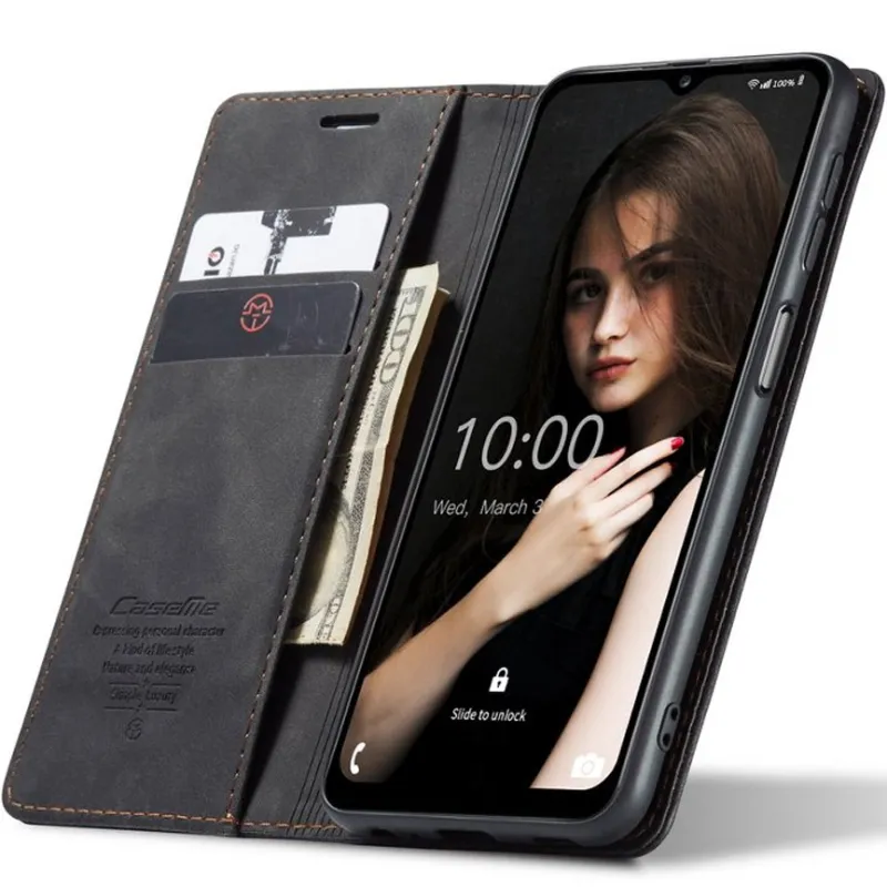 Кожаный чехол-книжка CaseMe Velvet Nubuck для Samsung Galaxy A24 4G – Black. Фото 4 из 5