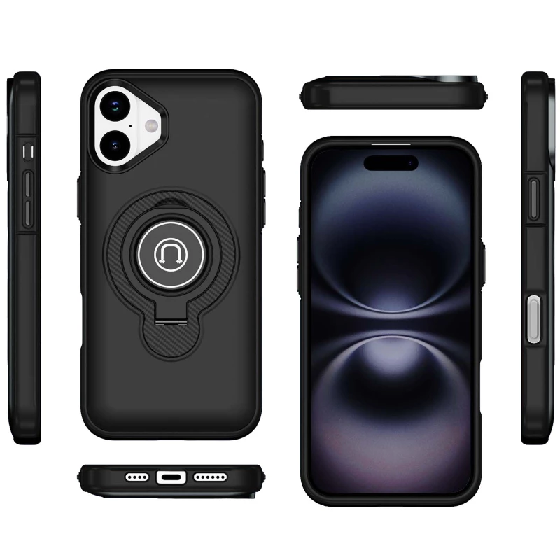 TPU+Textured PC Magnet для Apple iPhone 16 Plus – Black. Фото 3 з 4