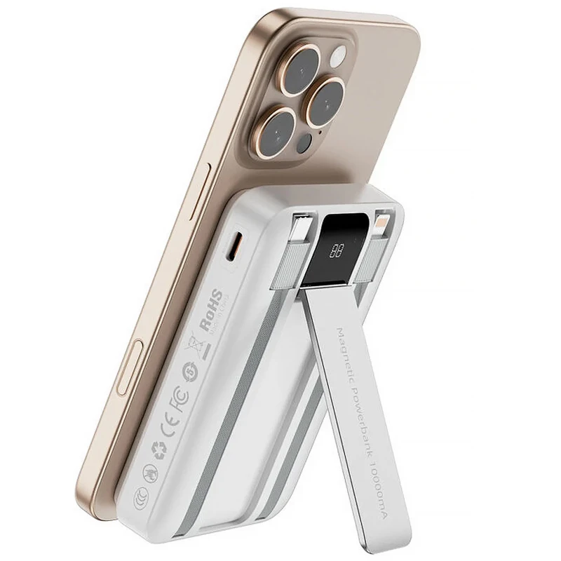 Портативний ЗП Power Bank WIWU Wi-P061 22.5W+PD20W з БЗП+iWatch with cable 10000 mAh – White. Фото 2 з 8