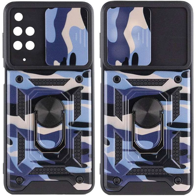 

Ударостійкий чохол камуфляж Serge Ring зi шторкою на камеру на Xiaomi Redmi Note 11 (Global) / Note 11S (Фіолетовий / Army Purple)