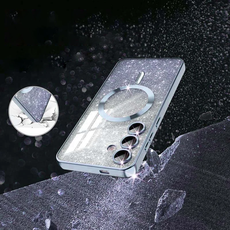 Чехол с блесками, защитными линзами на камеру и MagSafe для Samsung Galaxy S26 – Серый / Lavender Gray. Фото 3 из 4