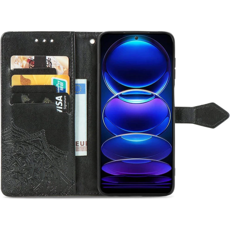 Шкіряний чохол-книжка Art Case з візитницею для Xiaomi Redmi A3 – Чорний. Фото 3 з 4