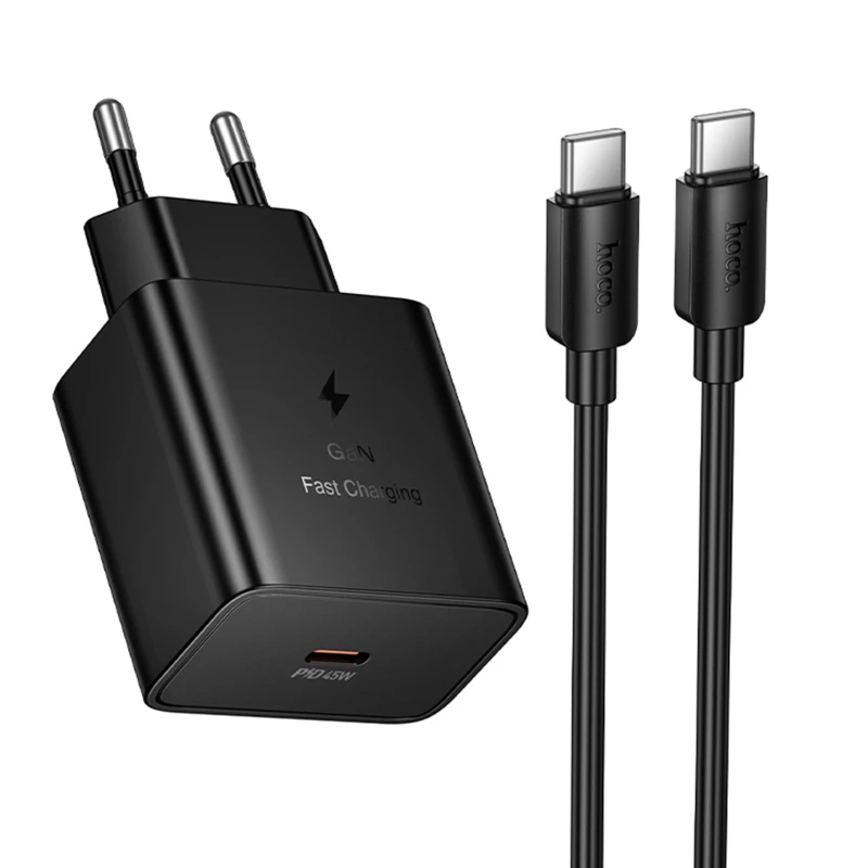 СЗУ Hoco N77 Star PD45W (1USB-C) + кабель Type-C to Type-C фото 1 из 1