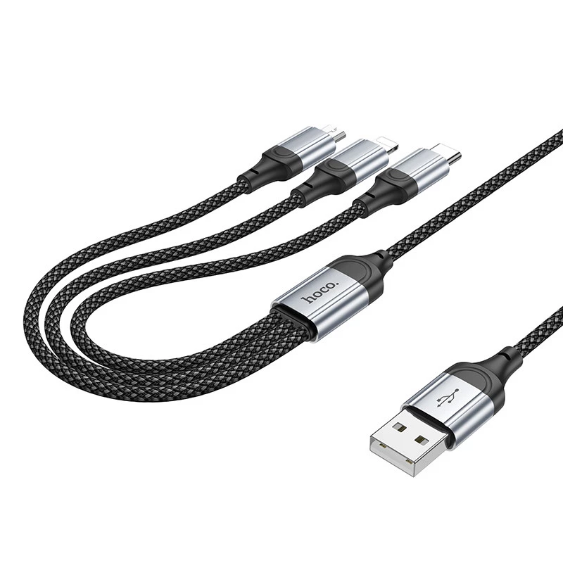 Дата кабель Hoco X102 Fresh 3in1 USB to Lightning + MicroUSB + Type-C (1m) – Black. Фото 7 з 8