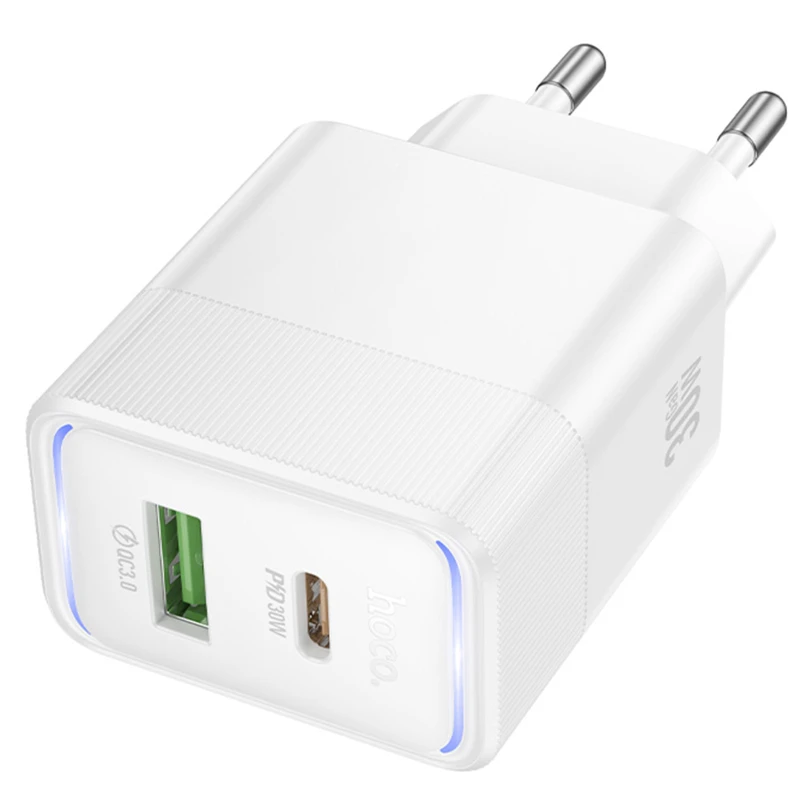 МЗП Hoco CS112A Lounge PD30W+QC3.0 (1USB-A/1C) – White. Фото 3 з 4