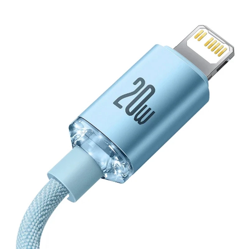 Дата кабель Baseus Crystal Shine Series Type-C to Lightning 20W (1.2m) (CAJY00020) – Sky Blue. Фото 6 з 7