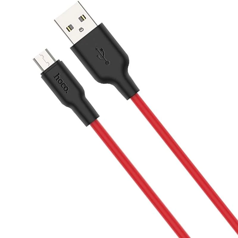 Дата кабель Hoco X21 Plus Silicone MicroUSB Cable (1m) – Black / Red. Фото 4 з 5