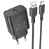 СЗУ Borofone BA72A Spring QC3.0 USB to Type-C – Black. Фото 1 из 4