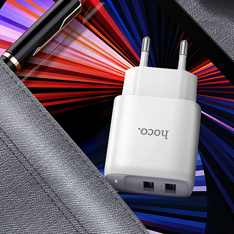 МЗП Hoco C141A Smart 2.1A (2USB-A) – White. Фото 4 з 5