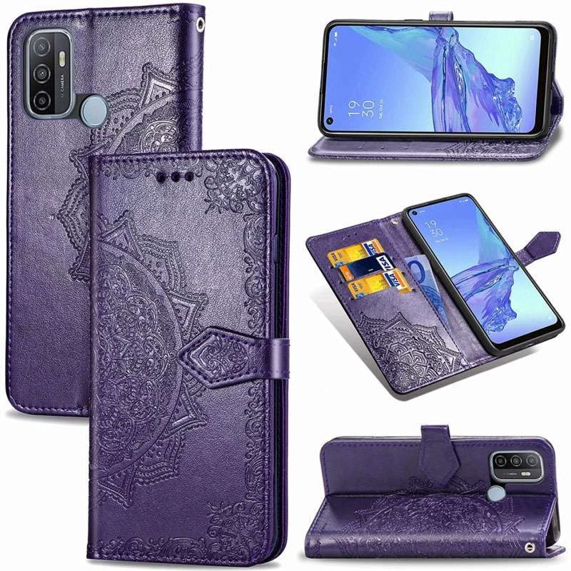 Шкіряний чохол-книжка Art Case з візитницею для Oppo A53 / A32 / A33 – Фіолетовий. Фото 3 з 6