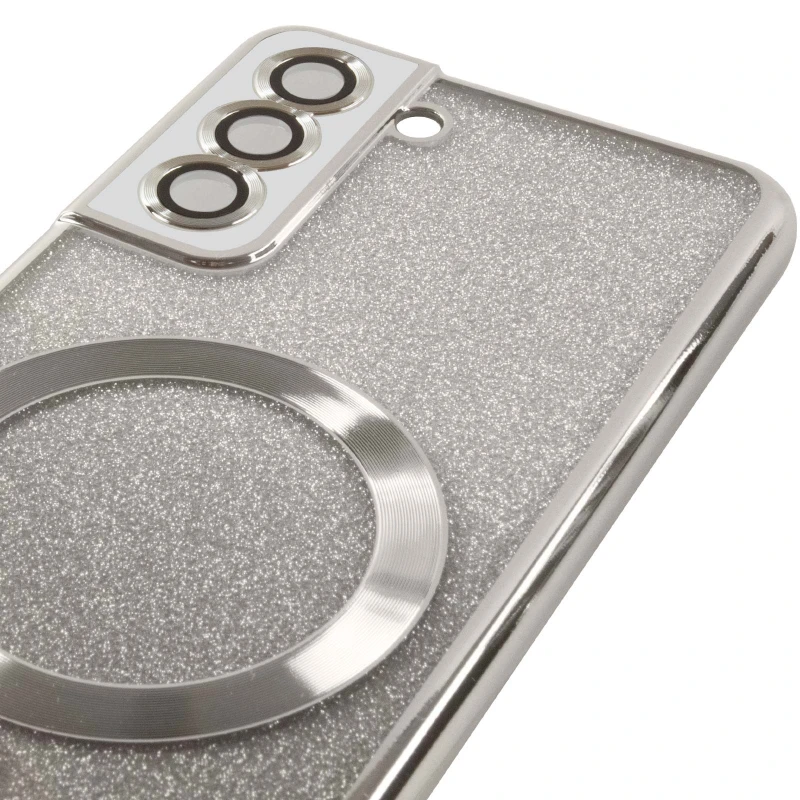 Чохол з блискітками, захисними лінзами на камеру та MagSafe на Samsung Galaxy S21 FE – Сірий / Gray. Фото 9 з 11