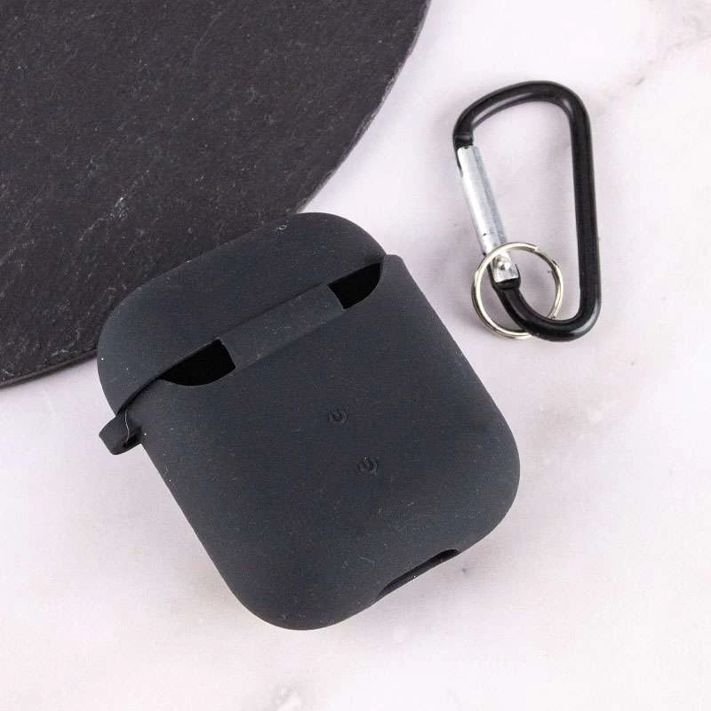 Силіконовий футляр з мікрофіброю для навушників Airpods 1/2 – Чорний / Black. Фото 4 з 6