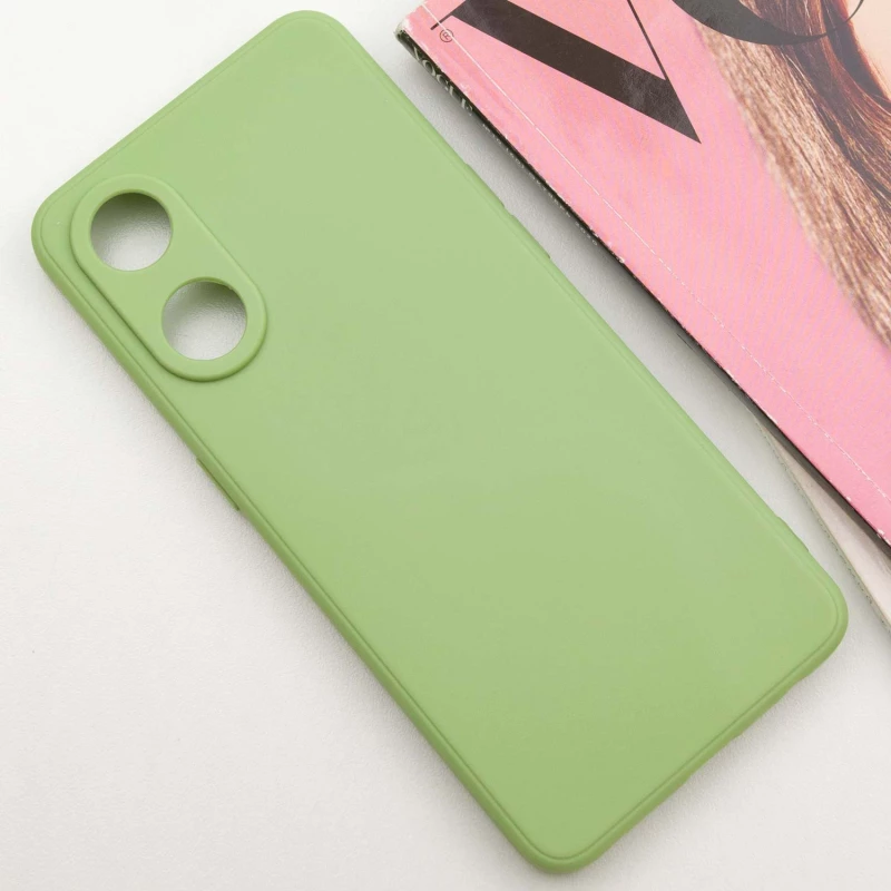 Цветной силиконовый чехол с защитой камеры для Oppo Reno 8T 4G – Фисташковый. Фото 3 из 9