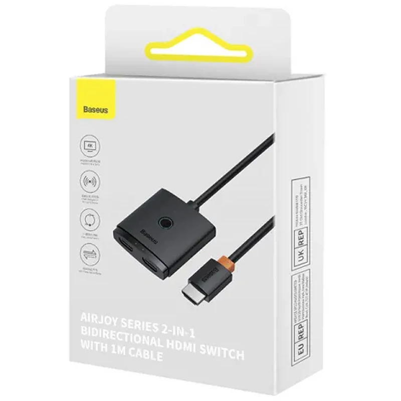 Перехідник HUB Baseus AirJoy Series 2in1 HDMI to HDMI/HDMI (B01331105) – Cluster Black. Фото 2 з 6