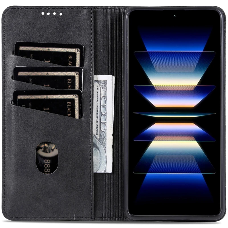 Кожаный чехол-книжка AZNS Classic series для Samsung Galaxy A37 5G – Black. Фото 3 из 4