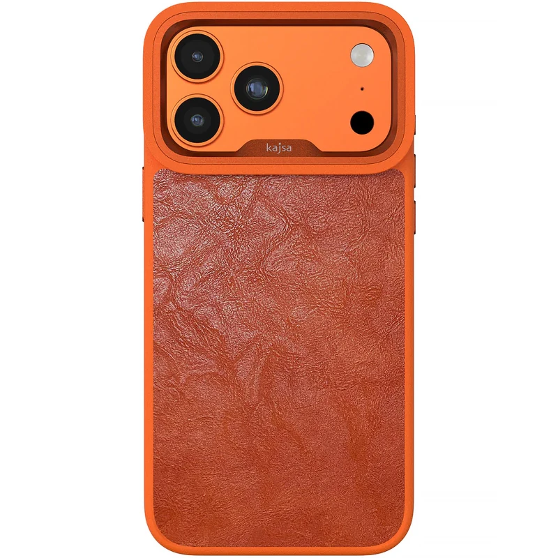 Шкіряна накладка Kajsa Glamorous Collection Crazy Horse для Apple iPhone 17 Pro Max (6.9") – Orange Plus. Фото 1 з 3