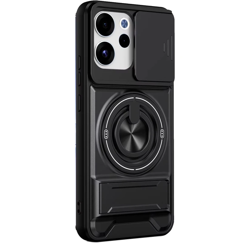 Ударостійкий чохол Camshield StandRing case для Oppo Reno 15F – Black. Фото 1 з 4