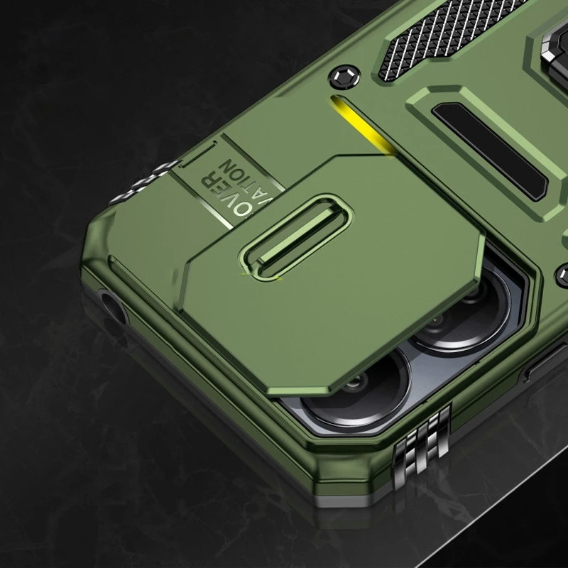Ударопрочный чехол Square Ring c шторкой на камеру для Xiaomi 17 – Оливковый / Army Green. Фото 3 из 3