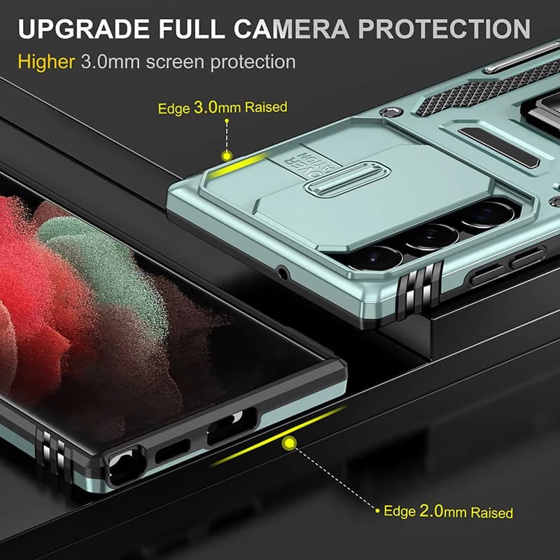 Ударостійкий чохол Square Ring зi шторкою на камеру на Samsung Galaxy S24 Ultra – Зелений / Light Green. Фото 7 з 7