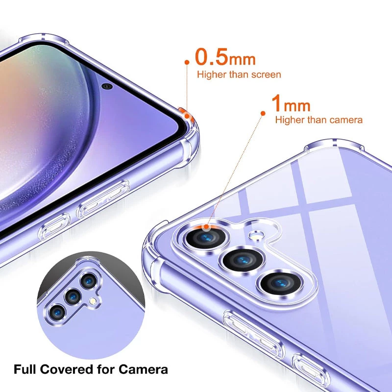 Ультратонкий силиконовый чехол GETMAN с крытыми бортами та камерою на Samsung Galaxy A35 – Бесцветный (прозрачный). Фото 2 из 10