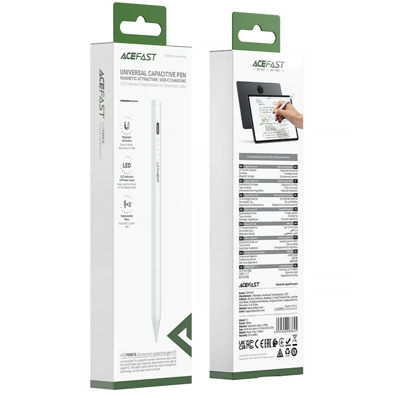 Стилус Acefast V1 Universal Capacitive Pen – White. Фото 4 из 4