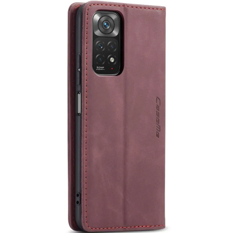 Кожаный чехол-книжка CaseMe Velvet Nubuck для Xiaomi Redmi Note 11 (Global) / Note 11S – Red. Фото 5 из 6