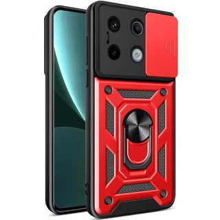 Ударопрочный чехол Serge Ring с защитой камеры для Xiaomi Poco X6 — Красный