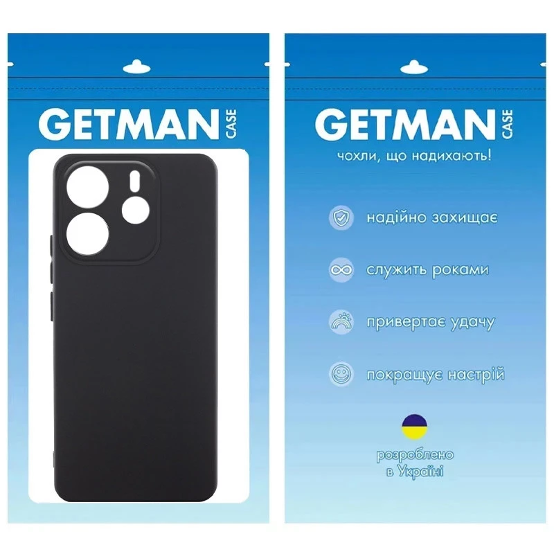 Кольоровий силіконовий чохол GETMAN із закритою камерою для Xiaomi Redmi Note 14 4G (Int. version) – Чорний / Black. Фото 2 з 2